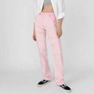 Reformation Cynthia Spiral High Rise Straight Long Jeans Pink Tie Dye Size 27